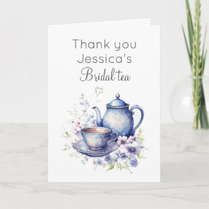 Cartão Boho Bridal Tea Blue Floral Chá de panela