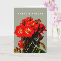 Boho Chic Happy Birthday Rosas vermelhas Sage Gree