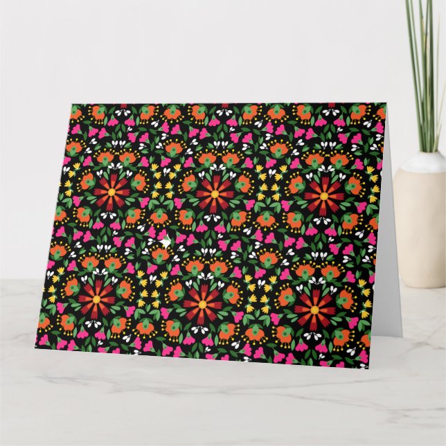 Cartão Boho Design Bold Color Floral (Frente)