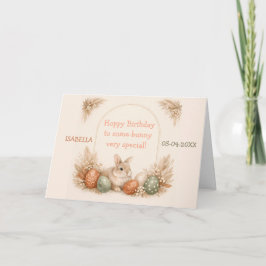 Cartão Boho Easter Bunny Neutral Earth Tone Birthday