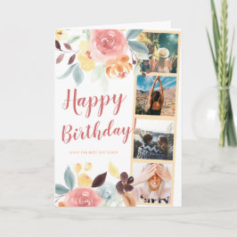 Cartão Boho em queda floral, aniversário da grade de foto