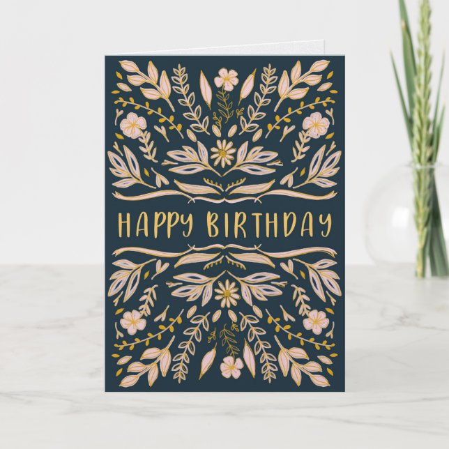 Cartão Boho Floral Birthday Card for Her (Frente)