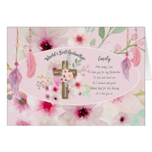 Cartão Boho Floral GODMOTHER Card POEM Personalizado