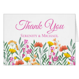 Cartão Boho Floral Jardim Selvagens Casamento Obrigado