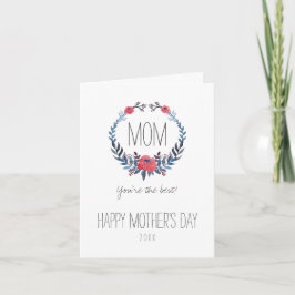 Cartão Boho Floral Watercolor Rosas vermelhas | Dia das M