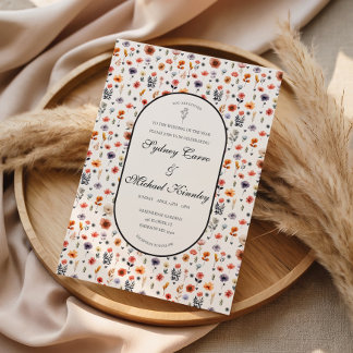 Cartão Boho Floral Wedding Invitation 