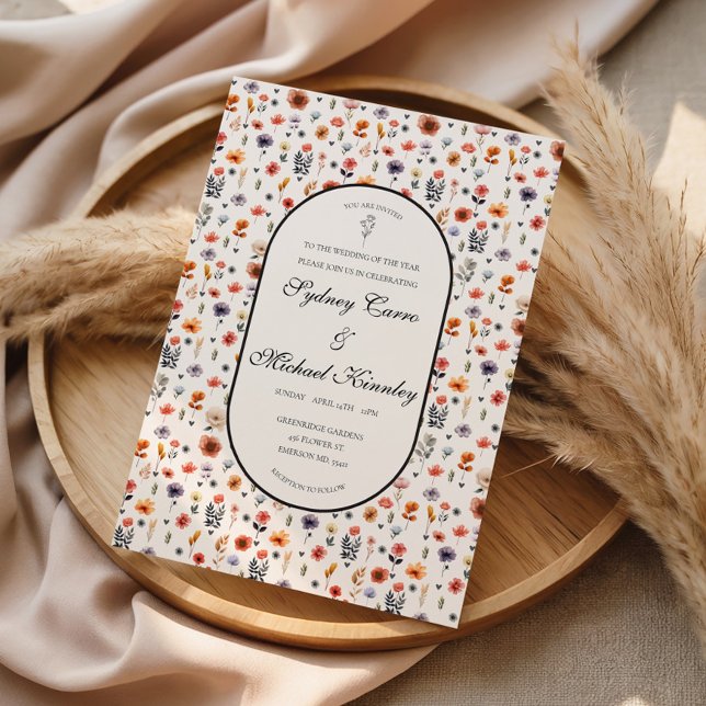 Cartão Boho Floral Wedding Invitation  (Criador carregado)