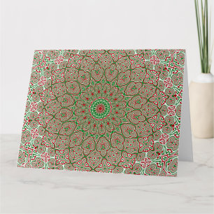 Cartão Boho Hippie Funky Trippy Ornate Mandala de Natal 