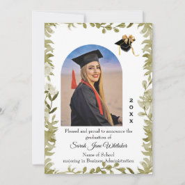 Cartão Boho Leaf Border College Graduation announcement