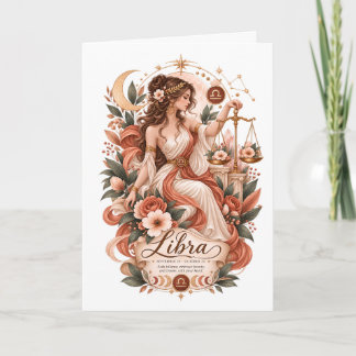 Cartão Boho Libra Zodíaco Terracota Astrologia Botânica