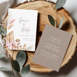Cartão Boho Pampas Grass Blush Orchid Save the Dav
