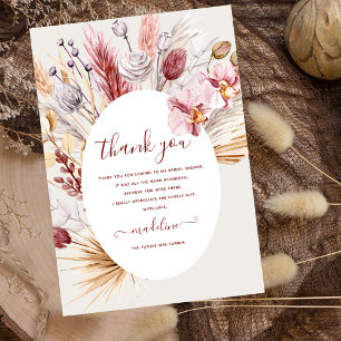 Cartão Boho Pampas Grass Bridal Shower Thank You Card
