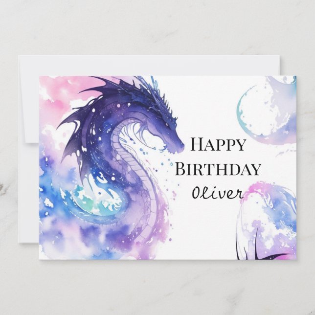 Cartão Boho Pastel Dragon Birthday (Frente)