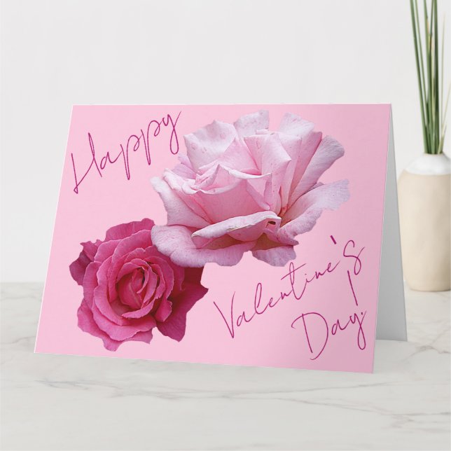 Cartão Boho sofisticado floral rosa valentine amor tendên (Frente)