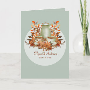 Cartão Boho Terracotta Chá de Bebê Floral OBRIGADO