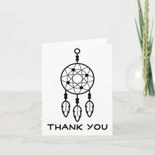 Cartão Boho Thank You Dream Catcher Native American Black