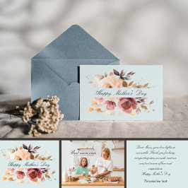 Cartão Boho watercolor personalizado foto-mãe dia