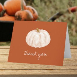 Cartão Boho White Pumpkin Fall Chá de fraldas Obrigado