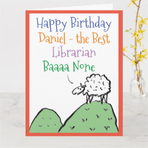 Cartão Boi Design Feliz Aniversário para um Bibliotecário