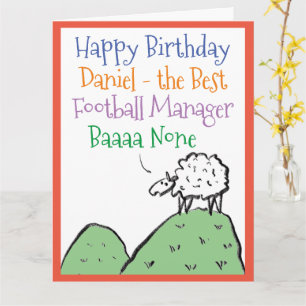 Cartão Boi Design Feliz Aniversário para um Gestor de Fut