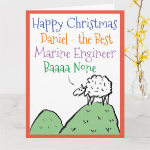 Cartão Boi Design Feliz Natal para um Engenheiro Marinho