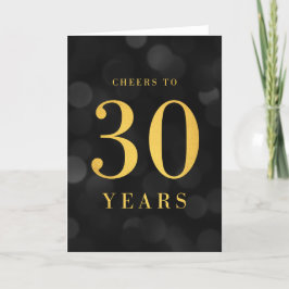 Cartão Bokeh Dourado saudações a 30 anos de aniversário