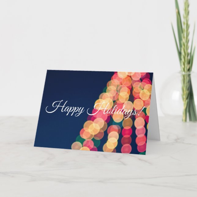 Cartão Bokeh Tree Lights, Natal (Frente)