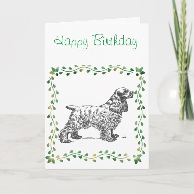 Cartão Boker Spaniel Birthday (Frente)