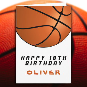 Cartão Bola de Basquete Moderno Menino Feliz Aniversário
