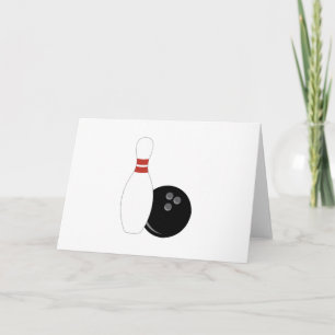 Cartão bola de boliche e pino