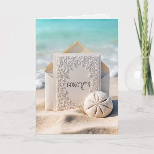 Cartão Bola De Casamento Com Dólar De Areia De Praia (Frente)