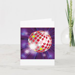Cartão Bola de Discoteca Retro dos Anos 70 Vibrante Verme