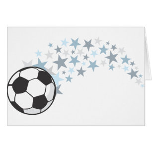 Cartão Bola de futebol do vôo com estrelas