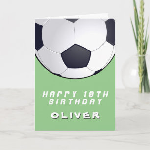 Cartão Bola de Futebol Verde Menino Feliz Aniversário
