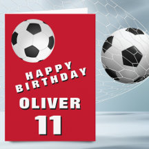 Bola de Futebol Vermelho Menino Feliz Aniversário