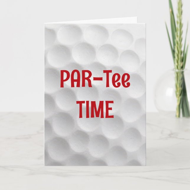 Cartão Bola de Golfe Branca de Aniversário com Design Dim (Frente)