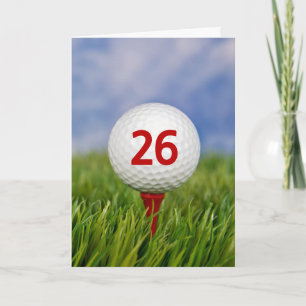Cartão Bola de Golfe de 26.º aniversário no Tee Vermelh