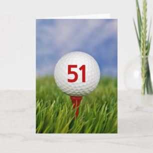Cartão Bola de Golfe de 51 ruas de aniversário no Tee Ve
