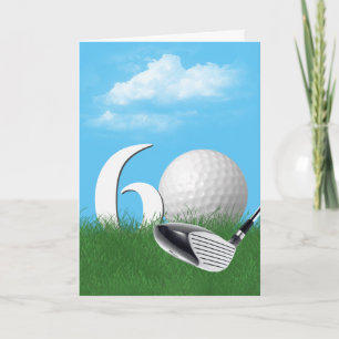 Cartão Bola de Golfe de 60.º aniversário em Grama