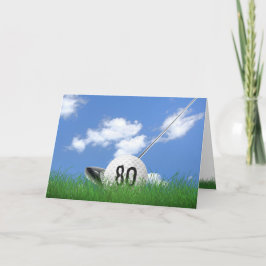 Cartão bola de golfe de 80 aniversário no capim