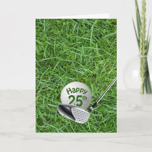Cartão Bola de Golfe de Aniversário de 25 Anos na Grama