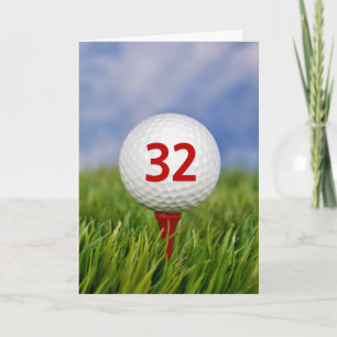 Cartão Bola de golfe de aniversário de 32 anos em Tee ver