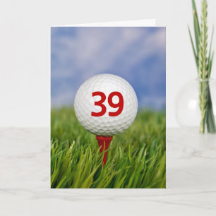 Cartão Bola de golfe de aniversário de 39 anos em Tee ver
