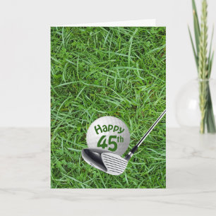 Cartão Bola de Golfe de Aniversário de 45 anos na Grama