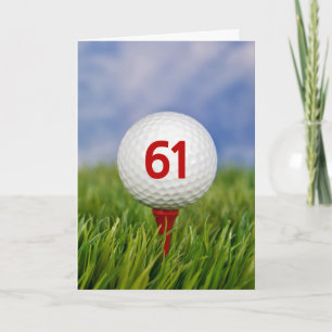 Cartão Bola de Golfe de Aniversário de 61 ruas em Tee Ve