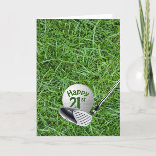 Cartão Bola De Golfe Em aniversário de 21 anos De Grama