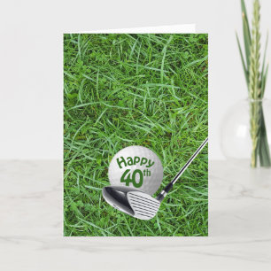Cartão Bola De Golfe Em aniversário de 40 anos De Grama