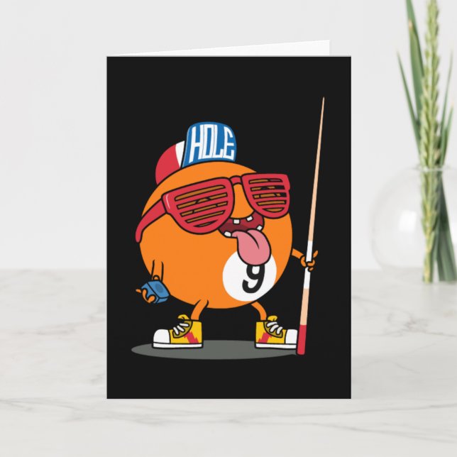 Cartão Bola de nove do bilhar legal (Frente)