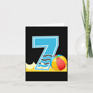 Cartão Bola de praia 7º aniversário festa na piscina 7 an
