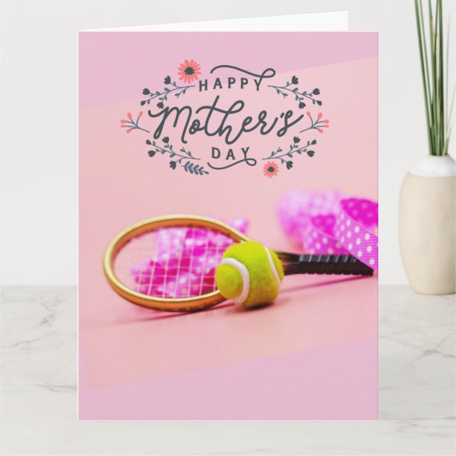 Cartão Bola de tênis em rosa para o Dia das Mães da mãe t (Frente)